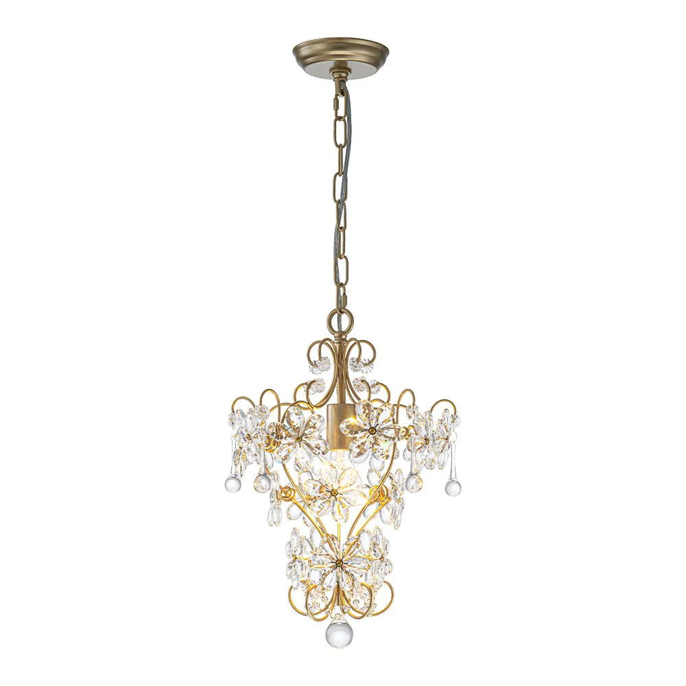 Glam Bloom Floral Crystal Accented Cage Pendant Light - Image 6