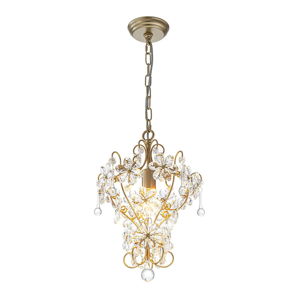 Glam Bloom Floral Crystal Accented Cage Pendant Light - Image 7