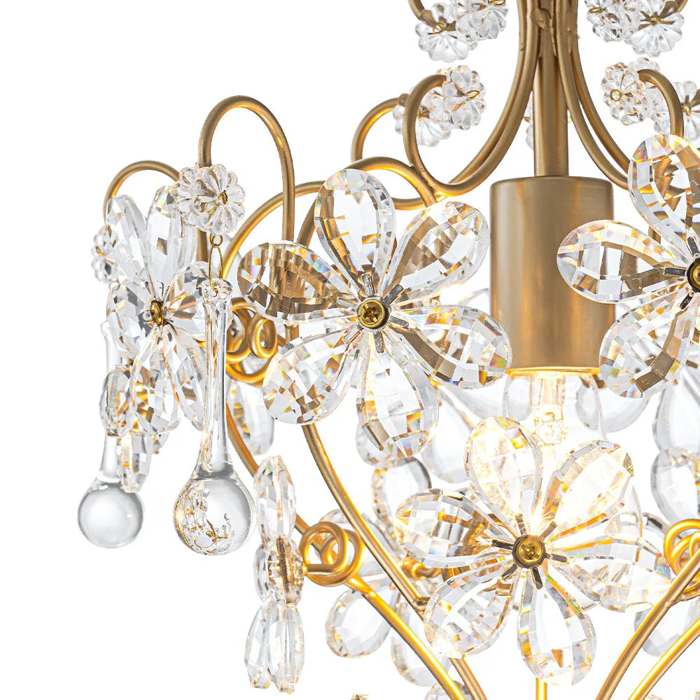 Glam Bloom Floral Crystal Accented Cage Pendant Light - Image 8