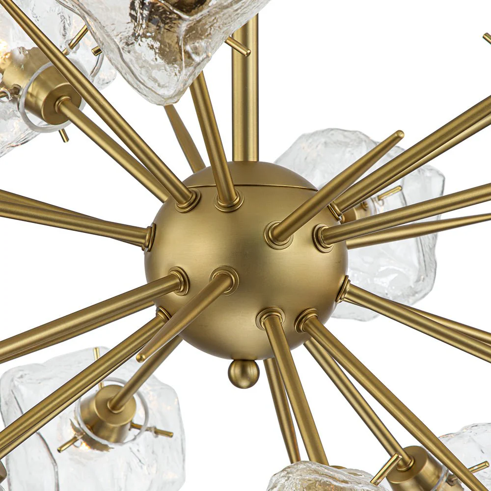 Glam Brass 12-Light Frozen Ice Style Sputnik Chandelier - Image 11