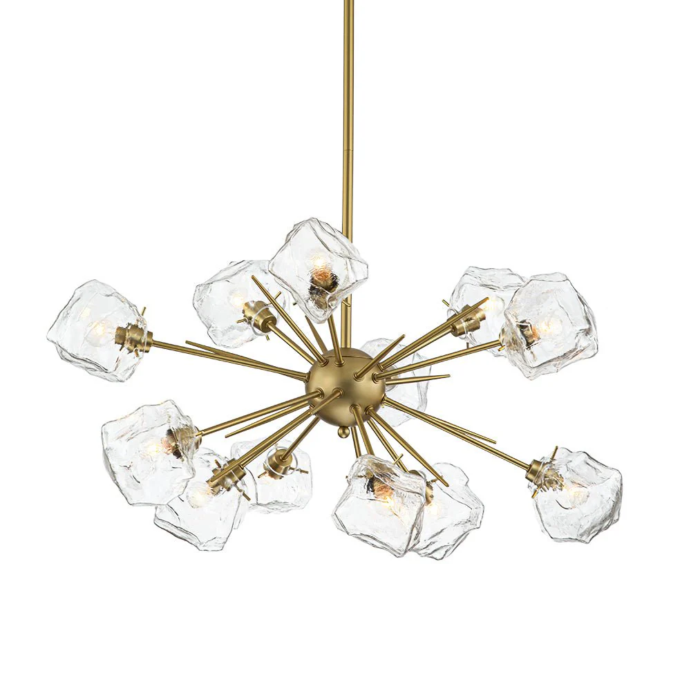 Glam Brass 12-Light Frozen Ice Style Sputnik Chandelier - Image 3