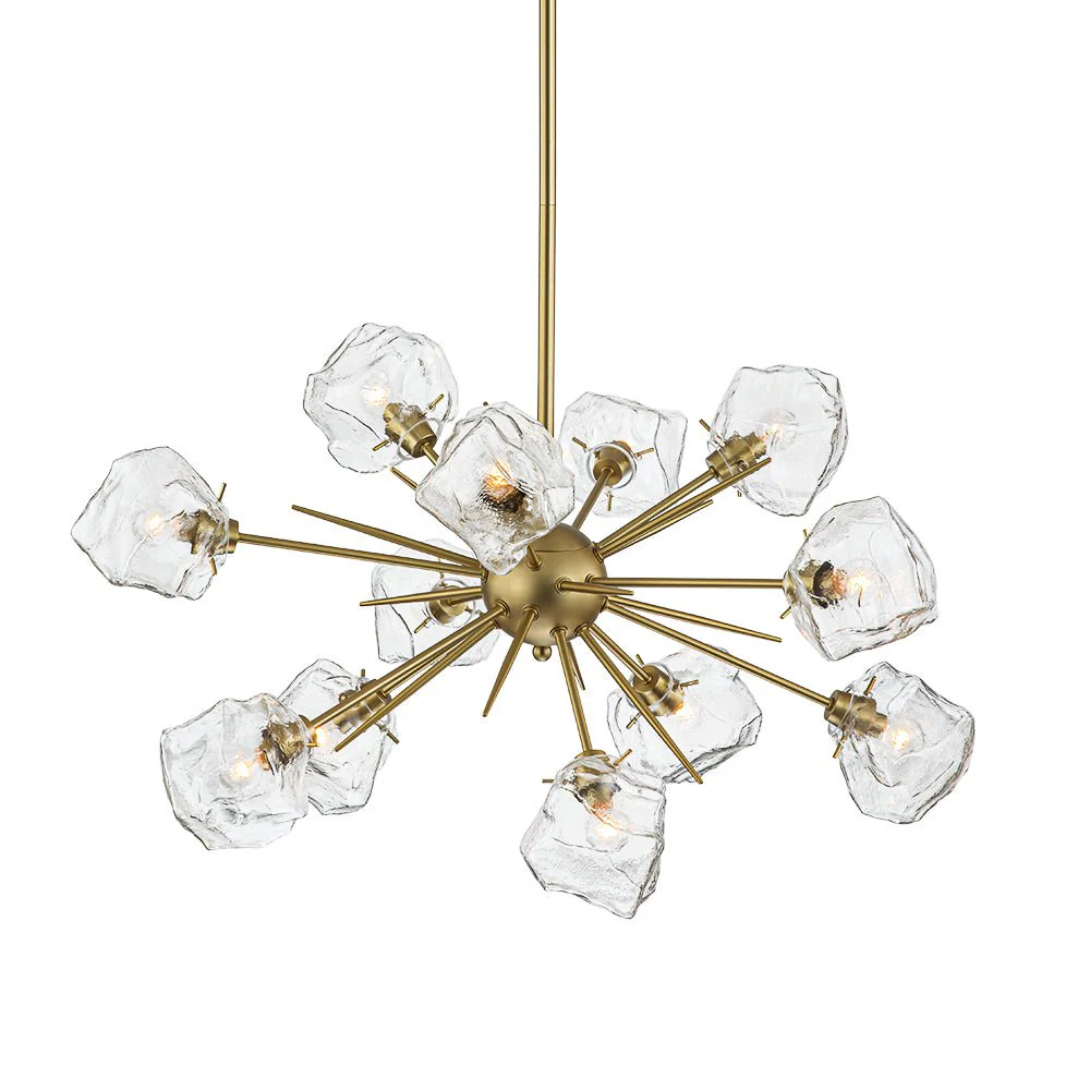 Glam Brass 12-Light Frozen Ice Style Sputnik Chandelier - Image 4