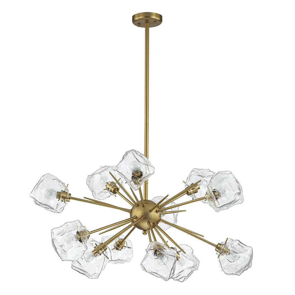 Glam Brass 12-Light Frozen Ice Style Sputnik Chandelier - Image 6