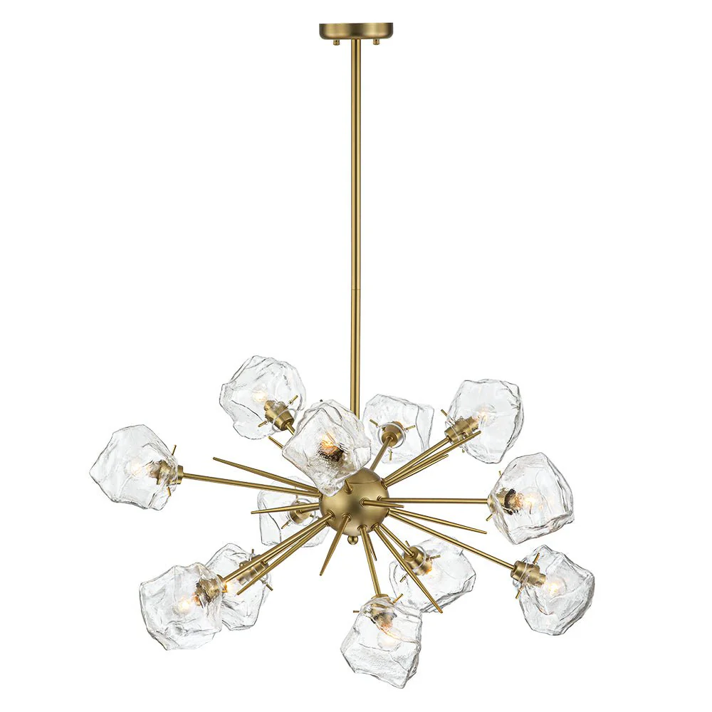Glam Brass 12-Light Frozen Ice Style Sputnik Chandelier - Image 7