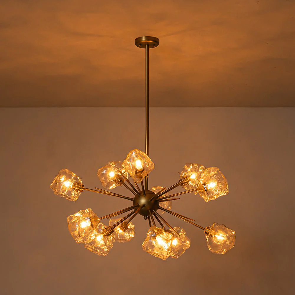 Glam Brass 12-Light Frozen Ice Style Sputnik Chandelier - Image 8