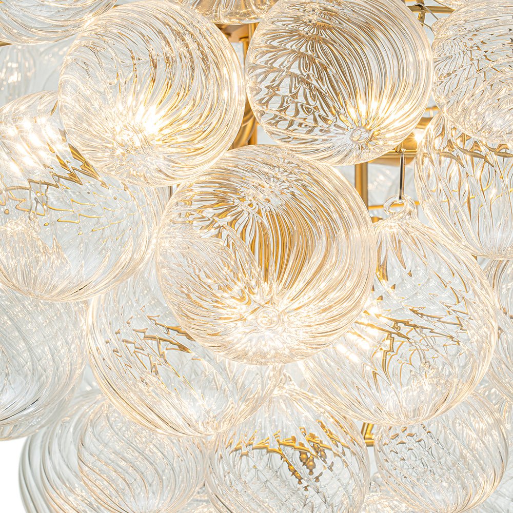 Glam Brass Cluster Ribbed Glass Globe Bubble Chandelier - Image 16