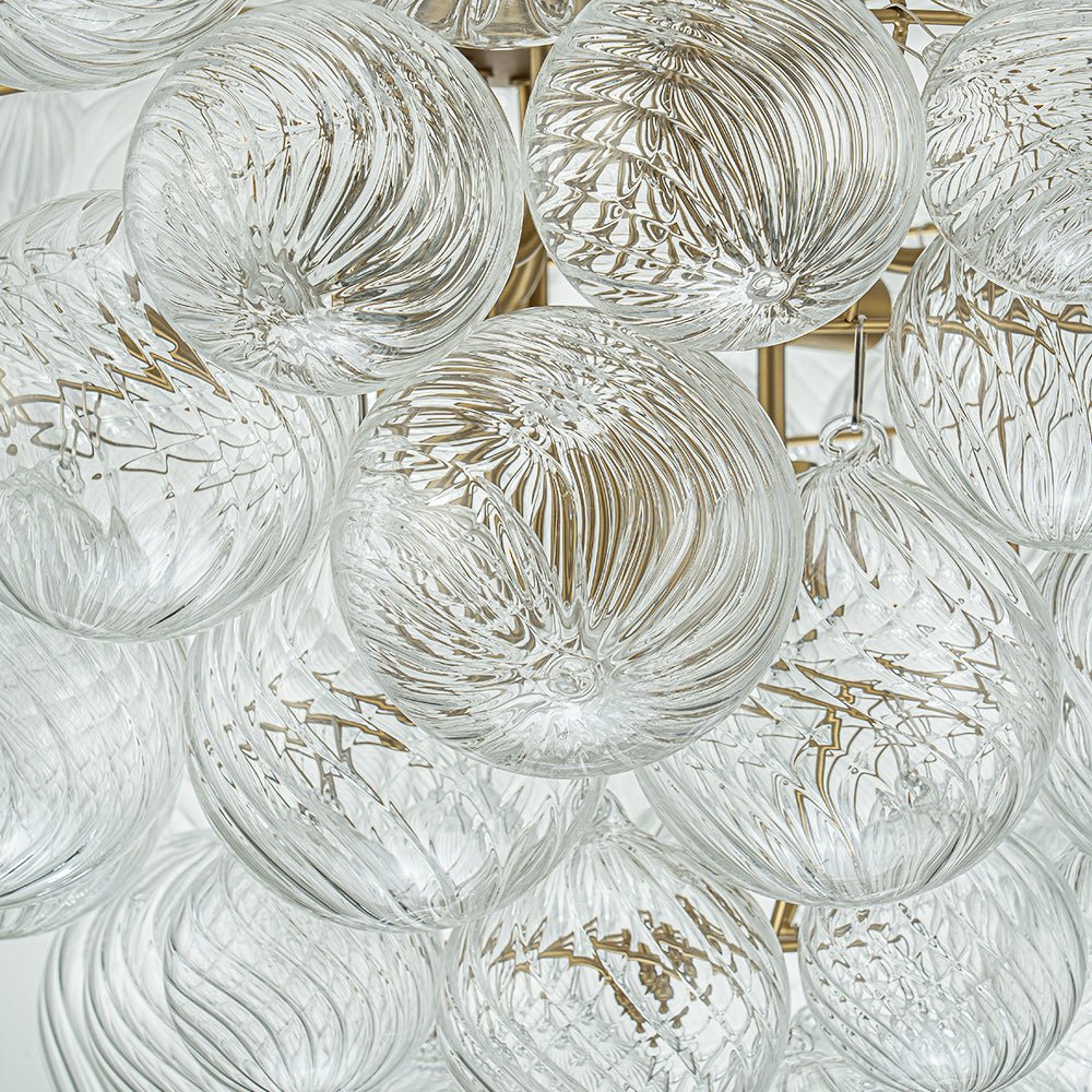 Glam Brass Cluster Ribbed Glass Globe Bubble Chandelier - Image 17