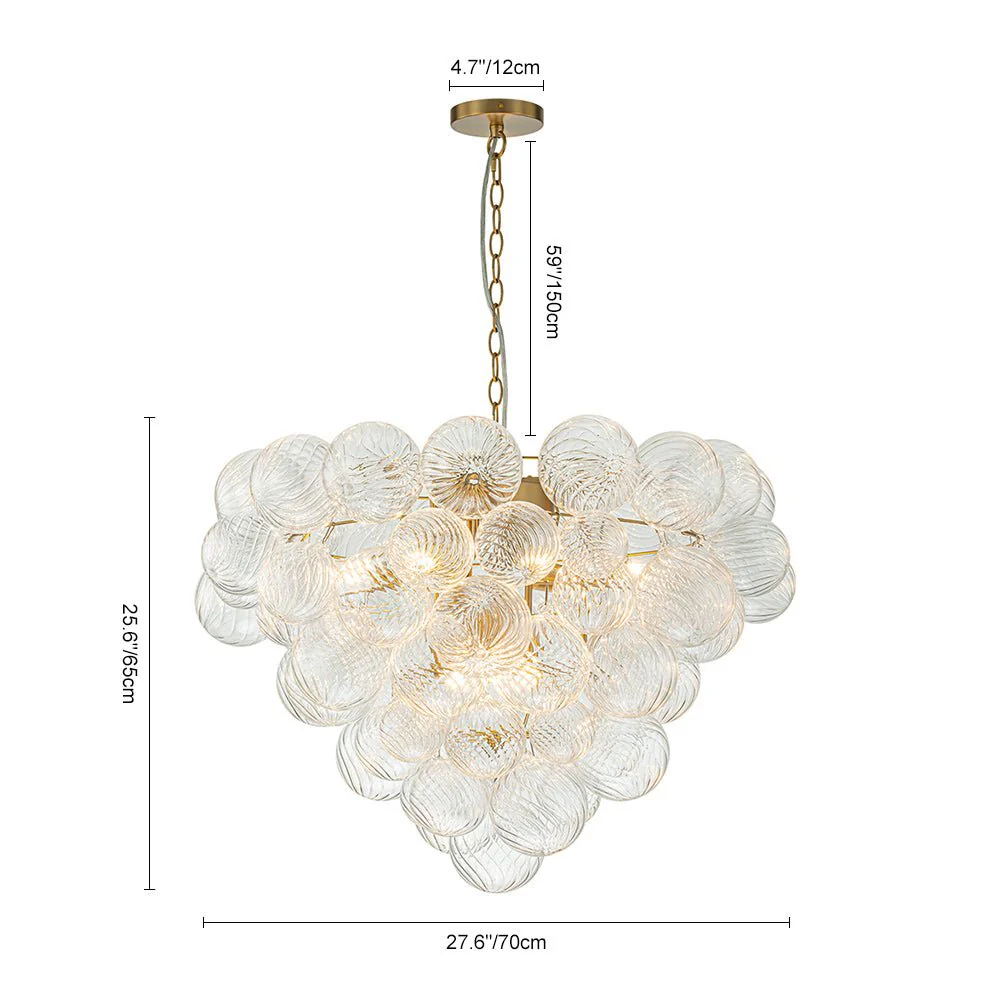 Glam Brass Cluster Ribbed Glass Globe Bubble Chandelier - Image 20