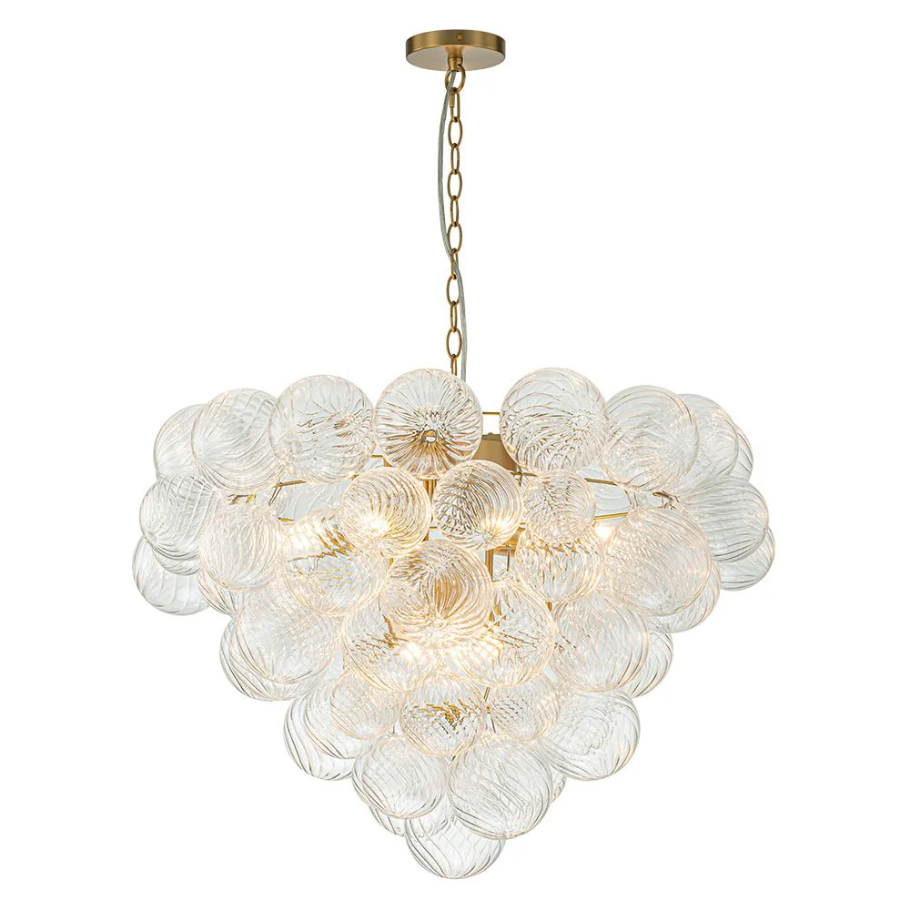 Glam Brass Cluster Ribbed Glass Globe Bubble Chandelier - Image 5