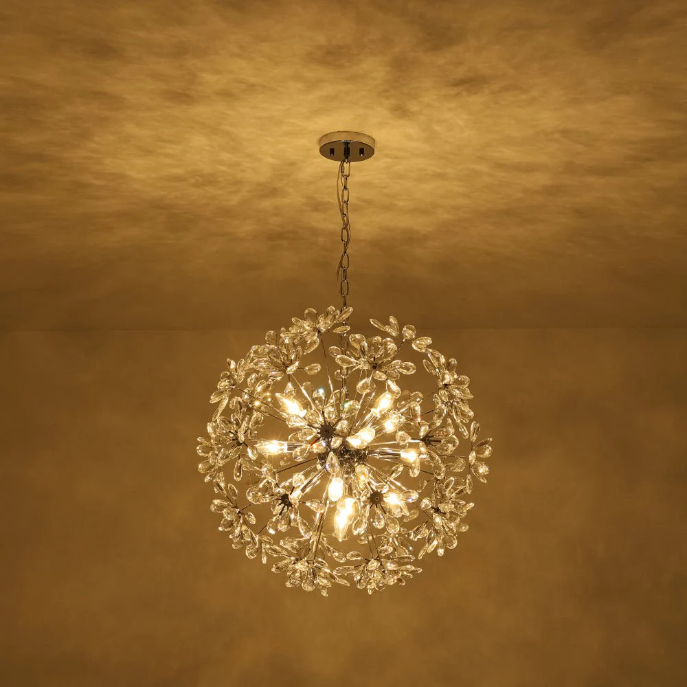 Glam Chrome Bloom Dandelion Crystal Sputnik Chandelier - Image 10