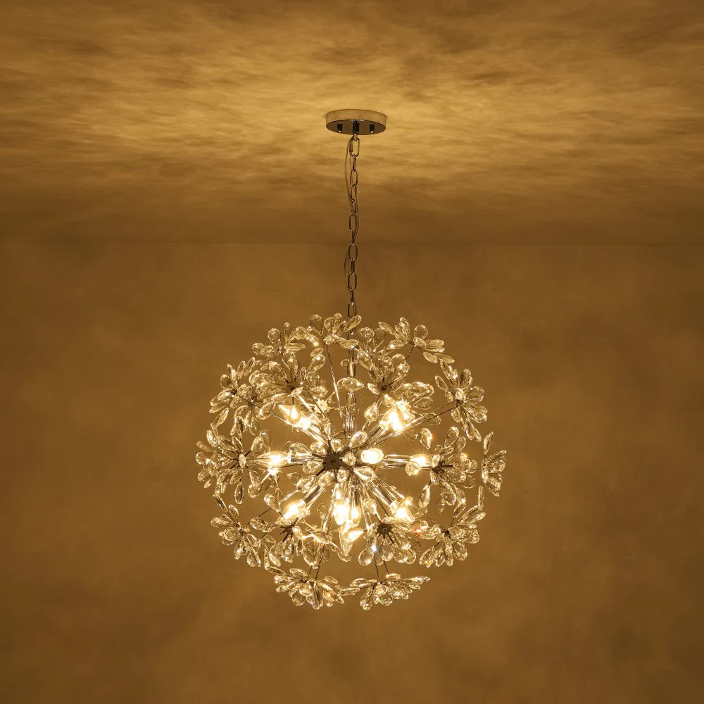 Glam Chrome Bloom Dandelion Crystal Sputnik Chandelier - Image 11