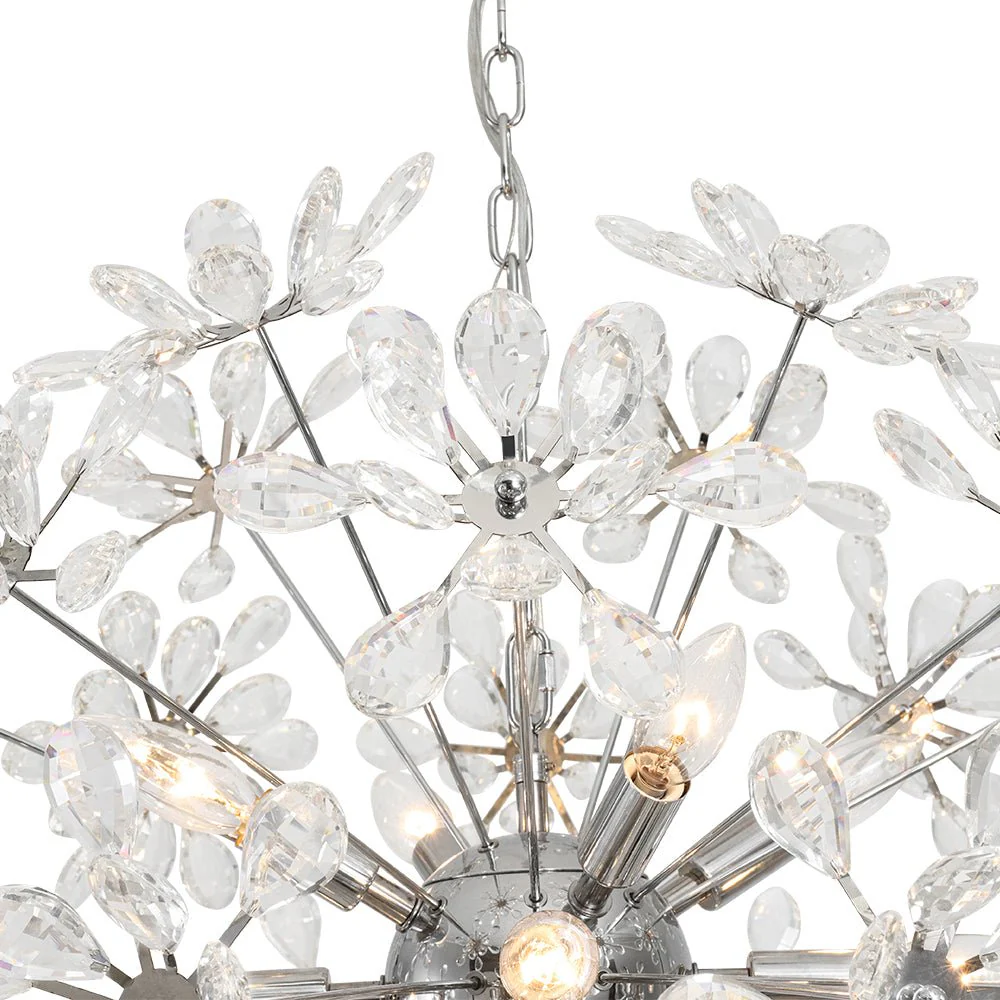 Glam Chrome Bloom Dandelion Crystal Sputnik Chandelier - Image 12