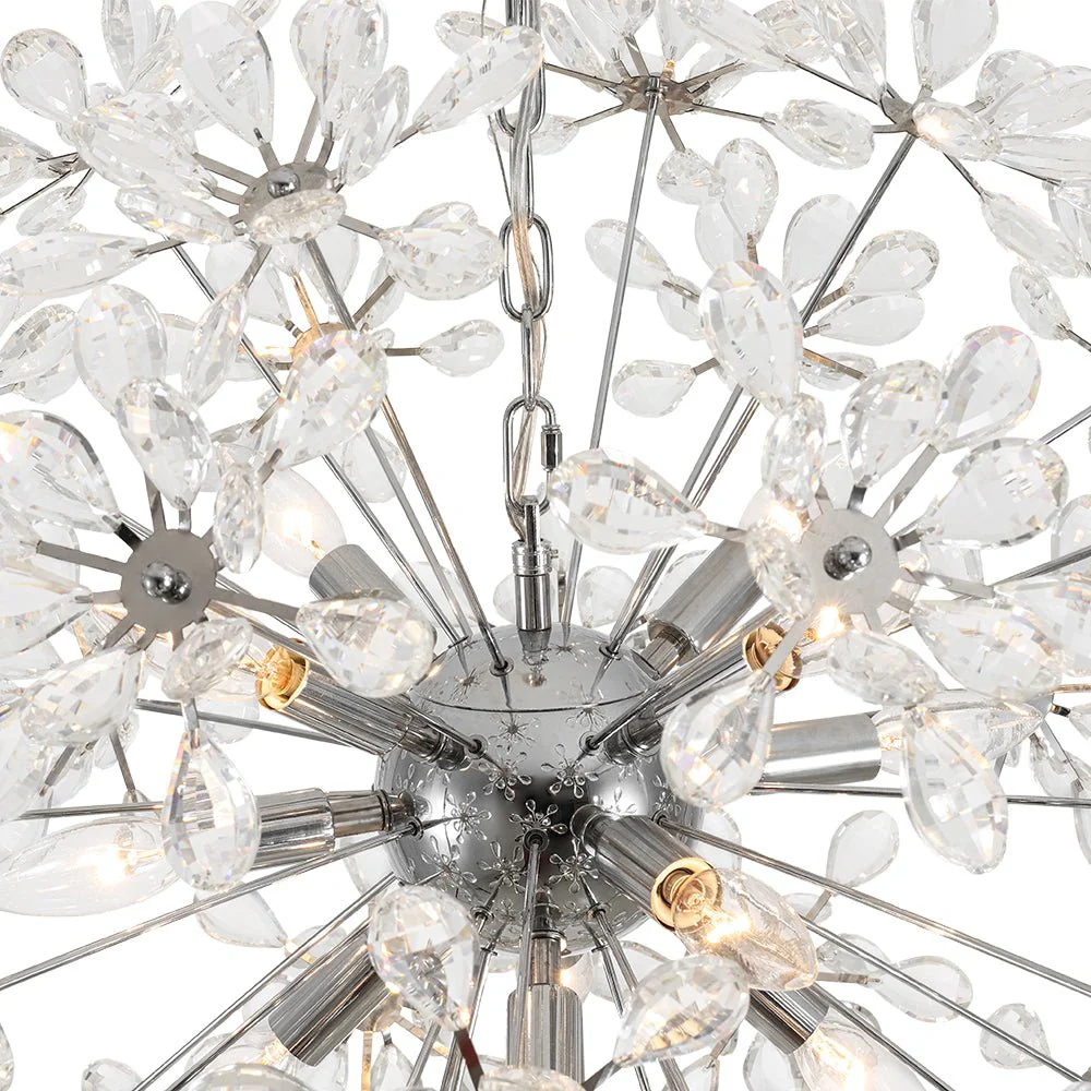 Glam Chrome Bloom Dandelion Crystal Sputnik Chandelier - Image 14