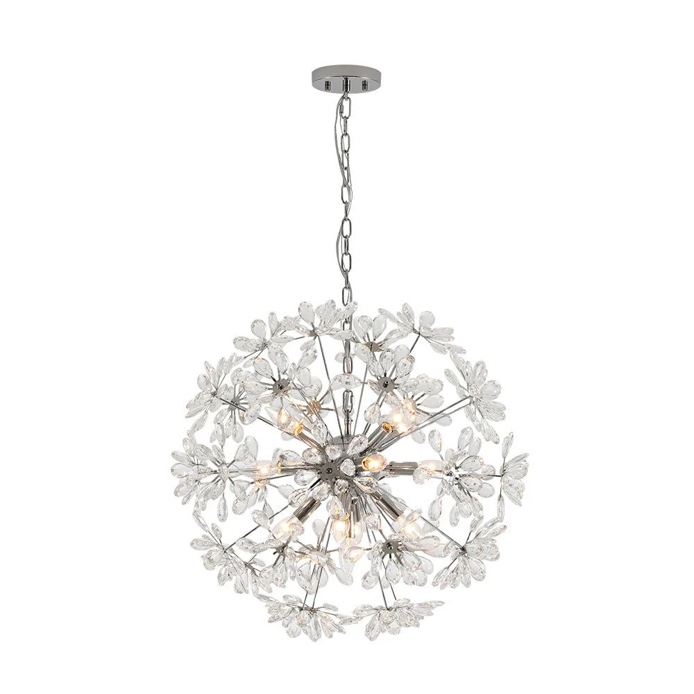 Glam Chrome Bloom Dandelion Crystal Sputnik Chandelier - Image 4