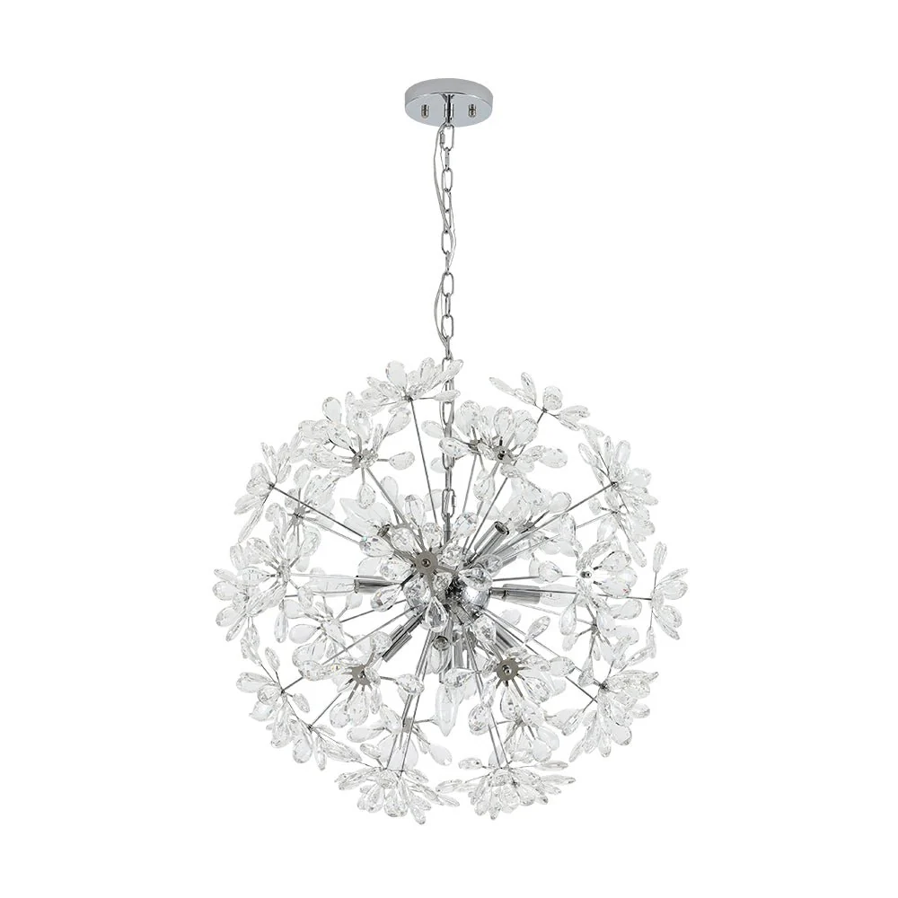 Glam Chrome Bloom Dandelion Crystal Sputnik Chandelier - Image 6