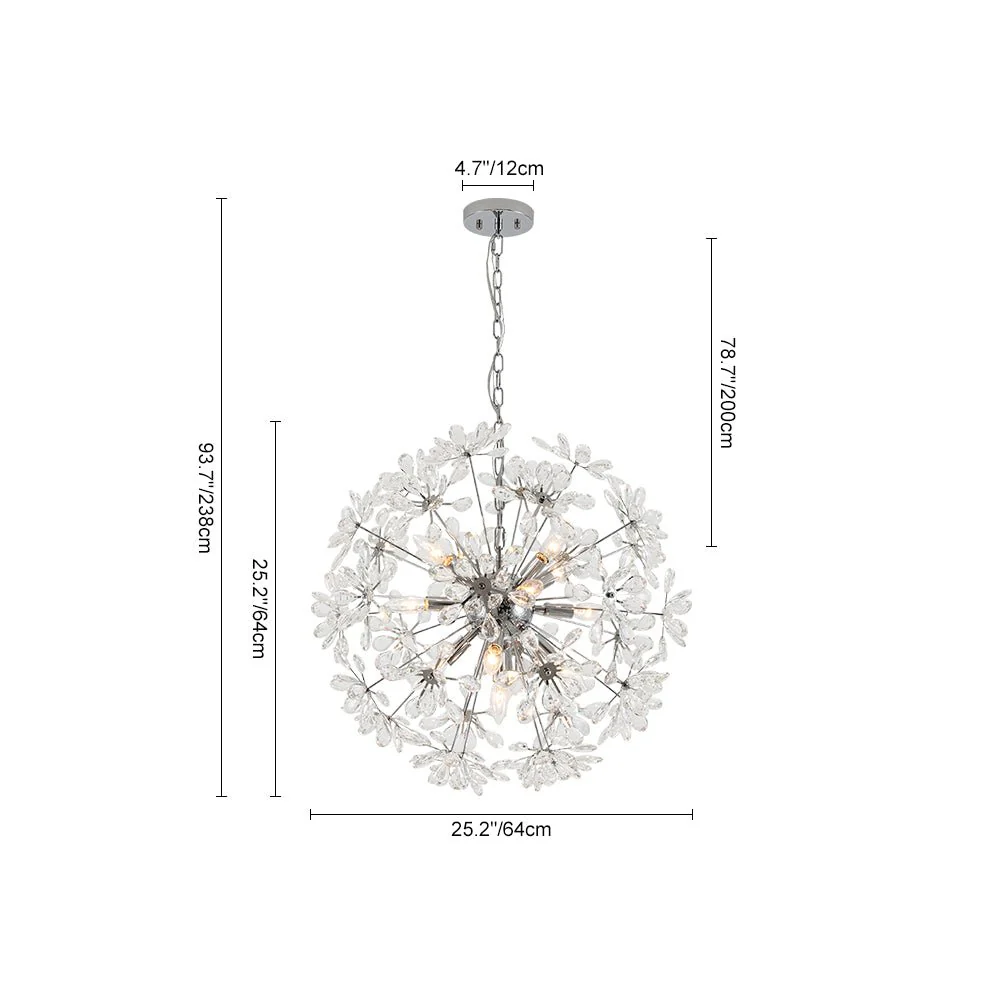 Glam Chrome Bloom Dandelion Crystal Sputnik Chandelier - Image 9