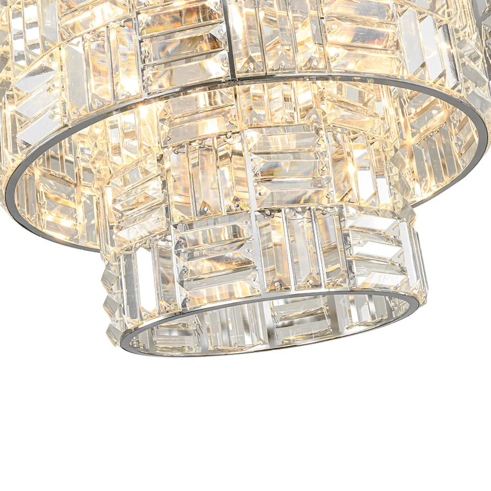 Glam Chrome Spark Cut Crystal Tiered Round Chandelier - Image 15