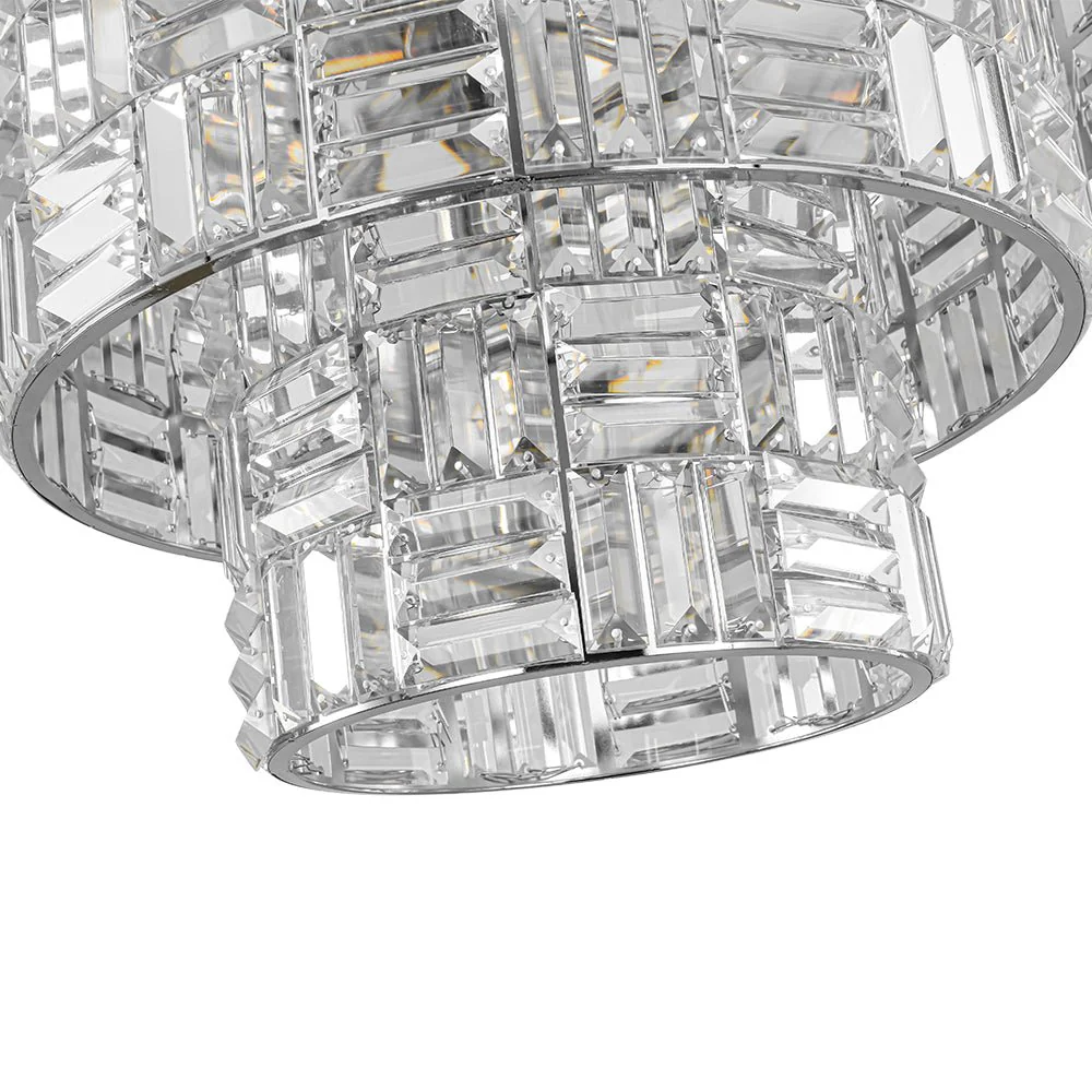 Glam Chrome Spark Cut Crystal Tiered Round Chandelier - Image 16
