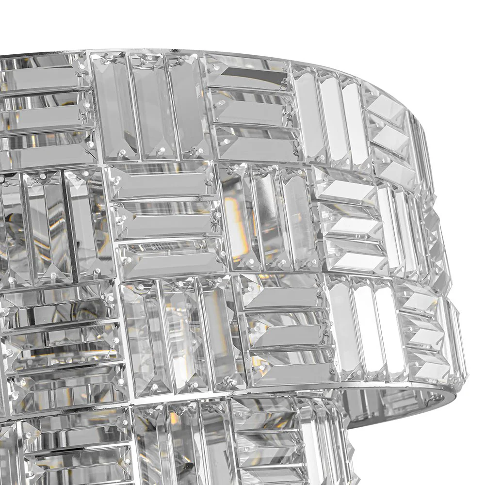 Glam Chrome Spark Cut Crystal Tiered Round Chandelier - Image 18