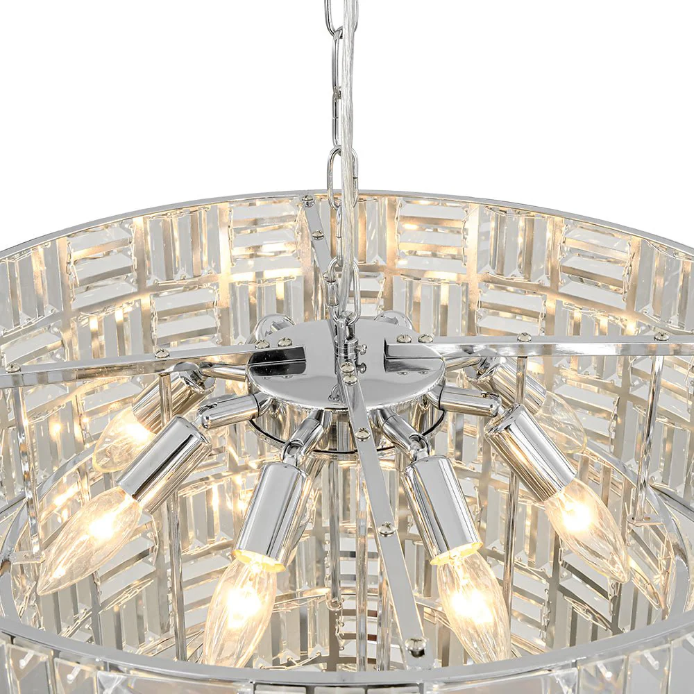 Glam Chrome Spark Cut Crystal Tiered Round Chandelier - Image 19