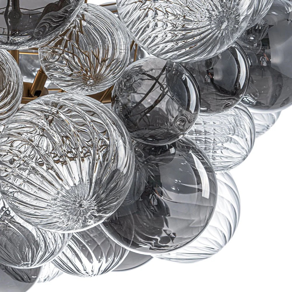 Glam Cluster Ribbed Smoked Glass Globe Bubble Chandelier - Image 11