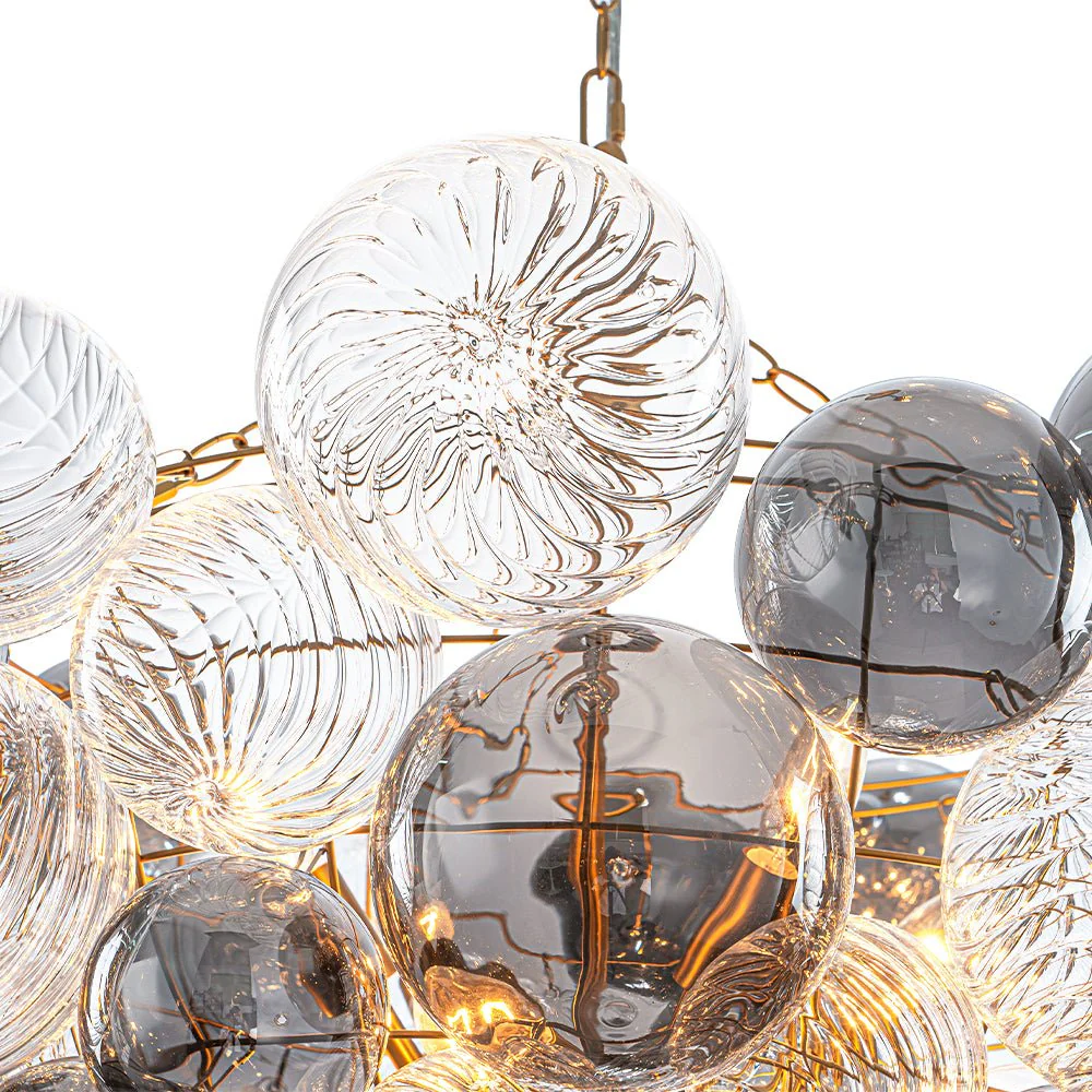 Glam Cluster Ribbed Smoked Glass Globe Bubble Chandelier - Image 13