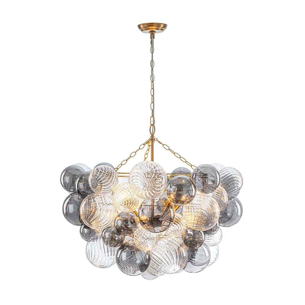 Glam Cluster Ribbed Smoked Glass Globe Bubble Chandelier - Image 4