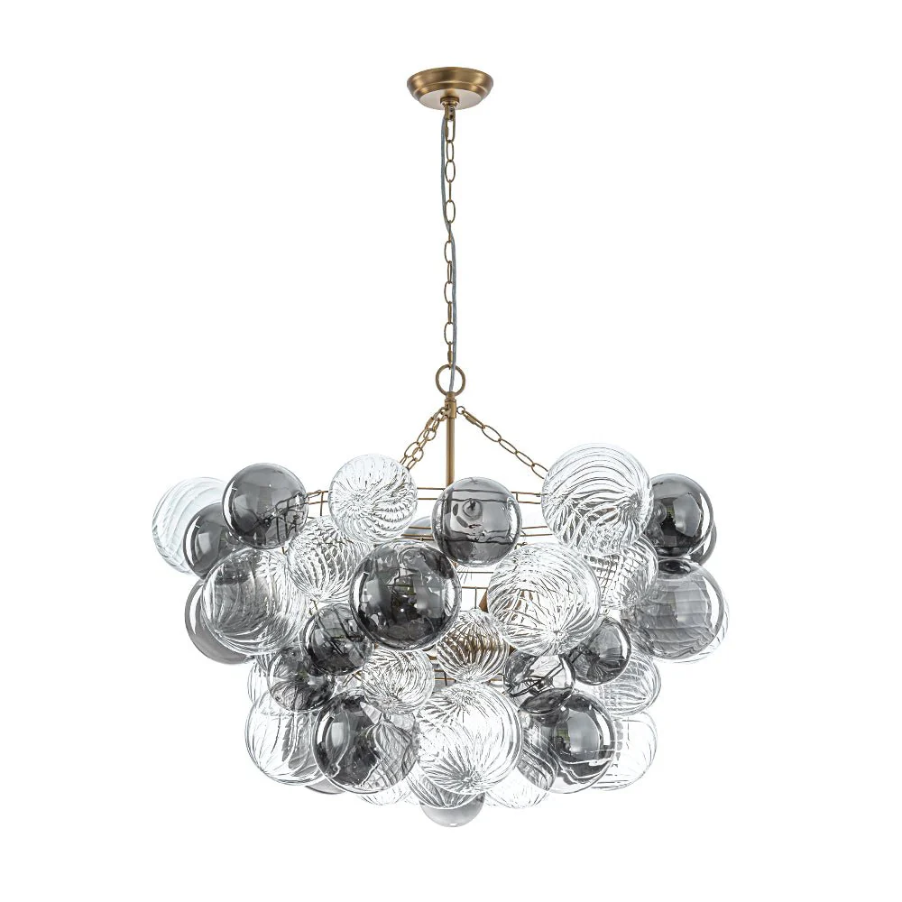 Glam Cluster Ribbed Smoked Glass Globe Bubble Chandelier - Image 5