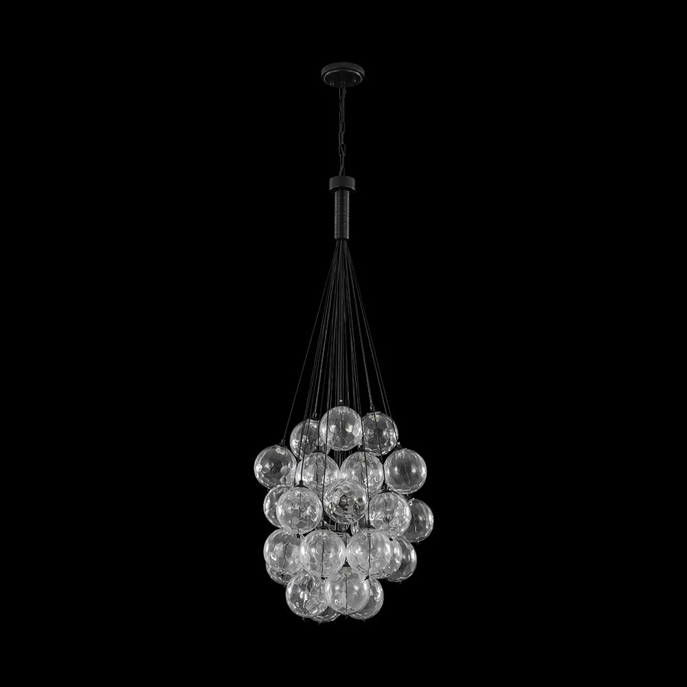 Glam Cluster Textured Water Glass Globe Bubble Chandelier - Image 10