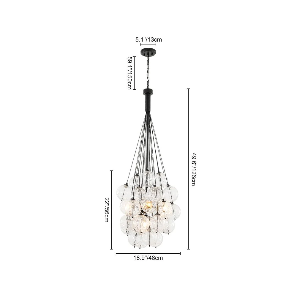 Glam Cluster Textured Water Glass Globe Bubble Chandelier - Image 11