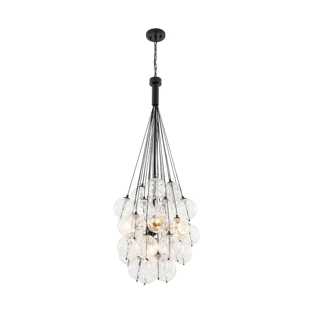 Glam Cluster Textured Water Glass Globe Bubble Chandelier - Image 12