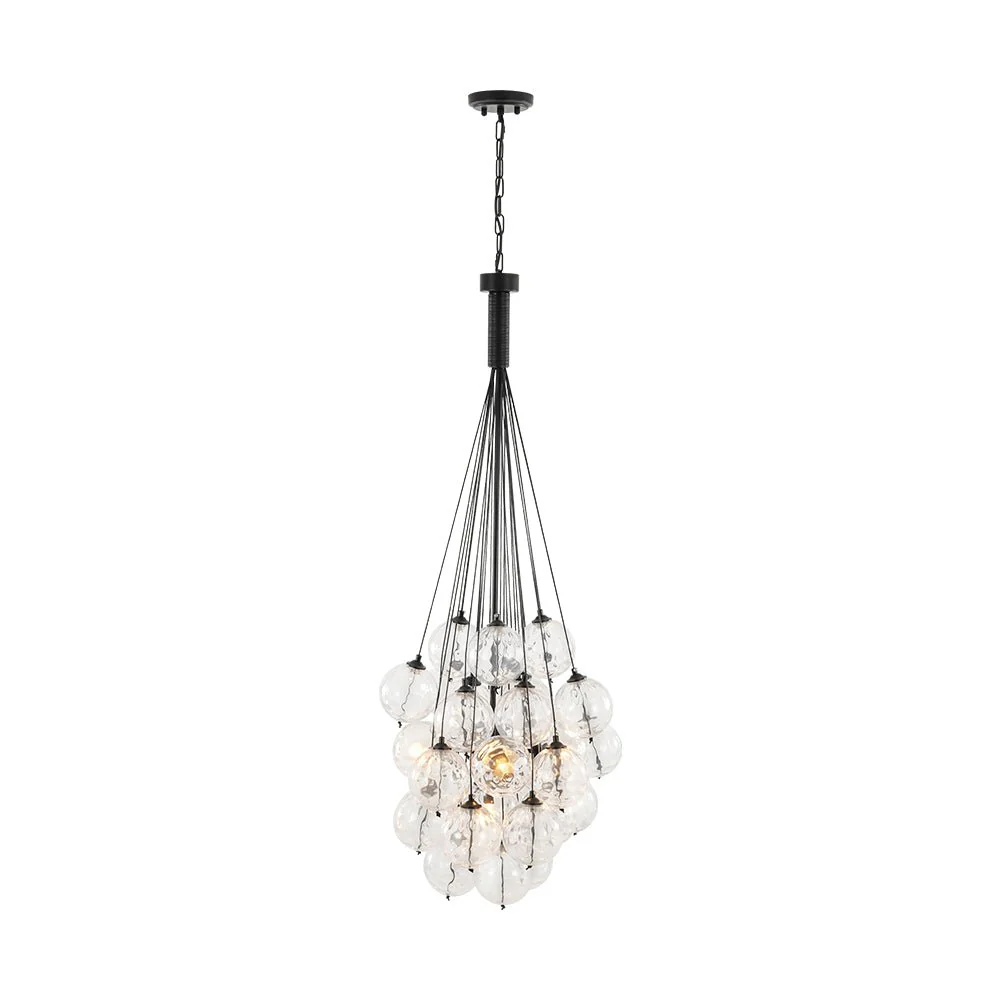 Glam Cluster Textured Water Glass Globe Bubble Chandelier - Image 13