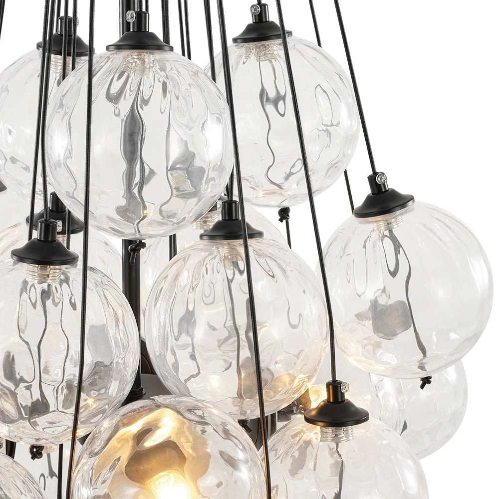 Glam Cluster Textured Water Glass Globe Bubble Chandelier - Image 14