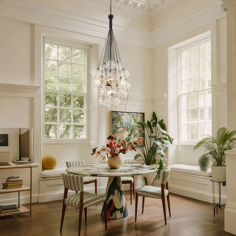 Glam Cluster Textured Water Glass Globe Bubble Chandelier - Image 2