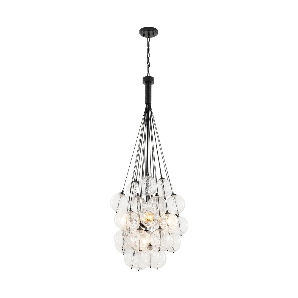 Glam Cluster Textured Water Glass Globe Bubble Chandelier - Image 4
