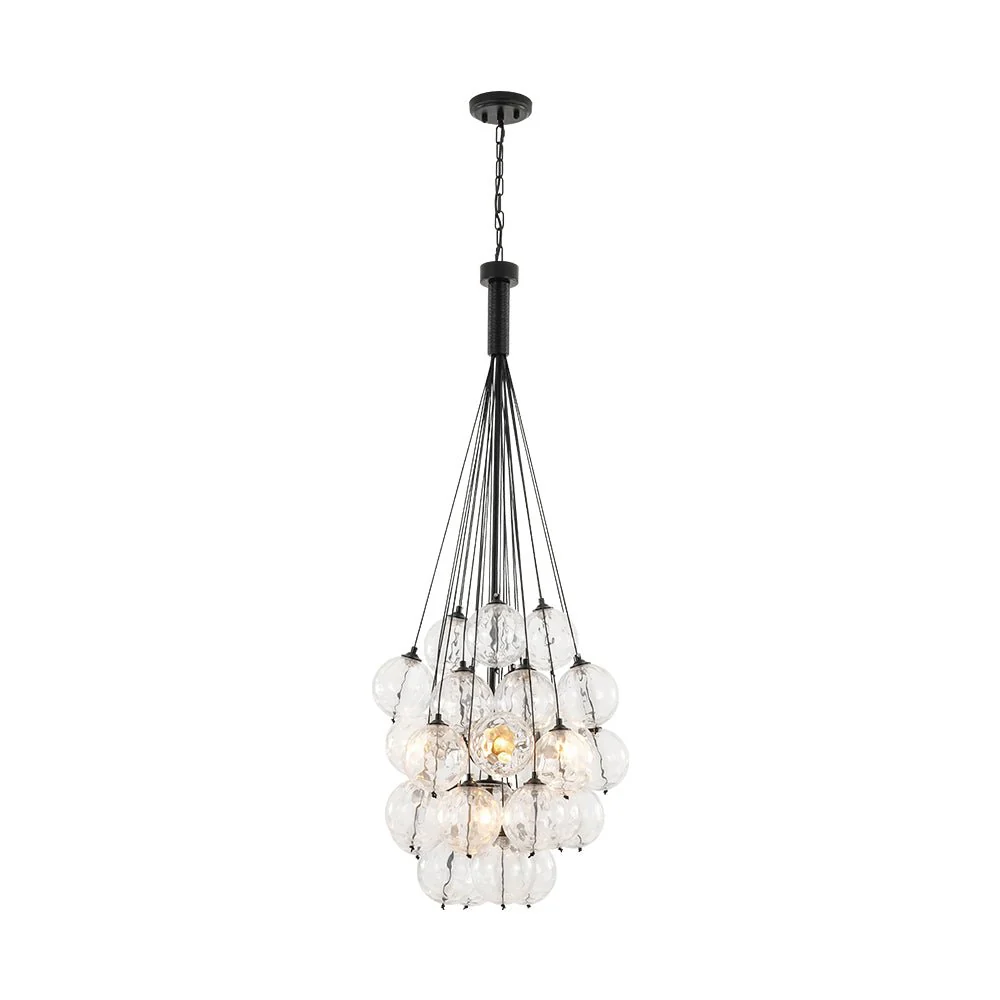 Glam Cluster Textured Water Glass Globe Bubble Chandelier - Image 5