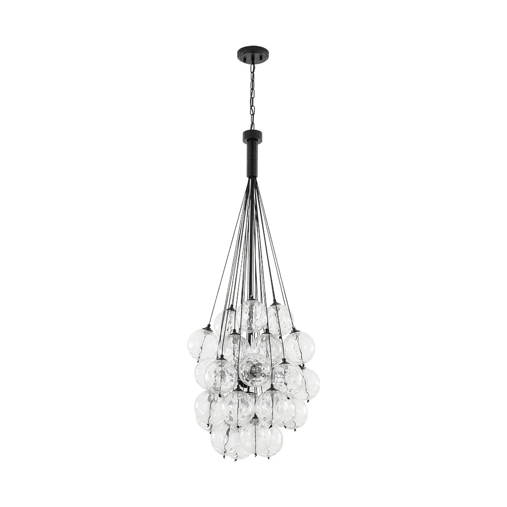 Glam Cluster Textured Water Glass Globe Bubble Chandelier - Image 6