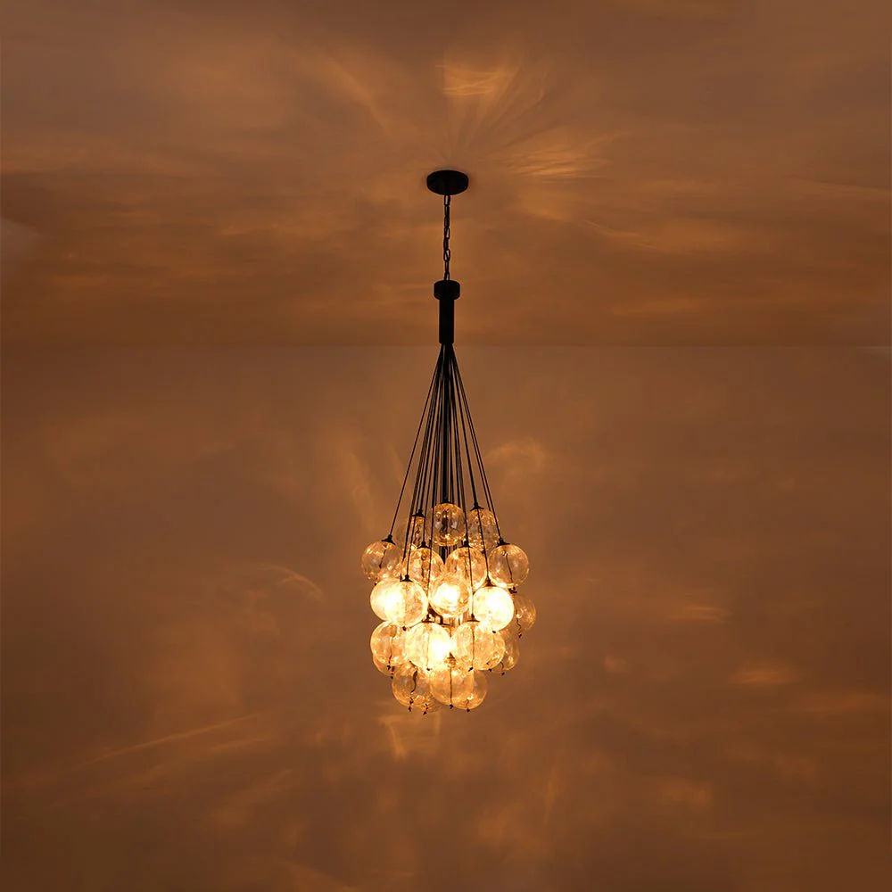 Glam Cluster Textured Water Glass Globe Bubble Chandelier - Image 7