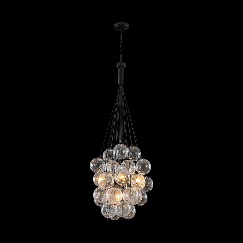 Glam Cluster Textured Water Glass Globe Bubble Chandelier - Image 9