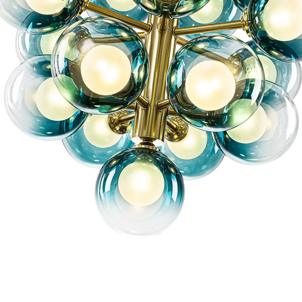 Glam Cluster White Blue Glass Bubble Tiered Chandelier - Image 10