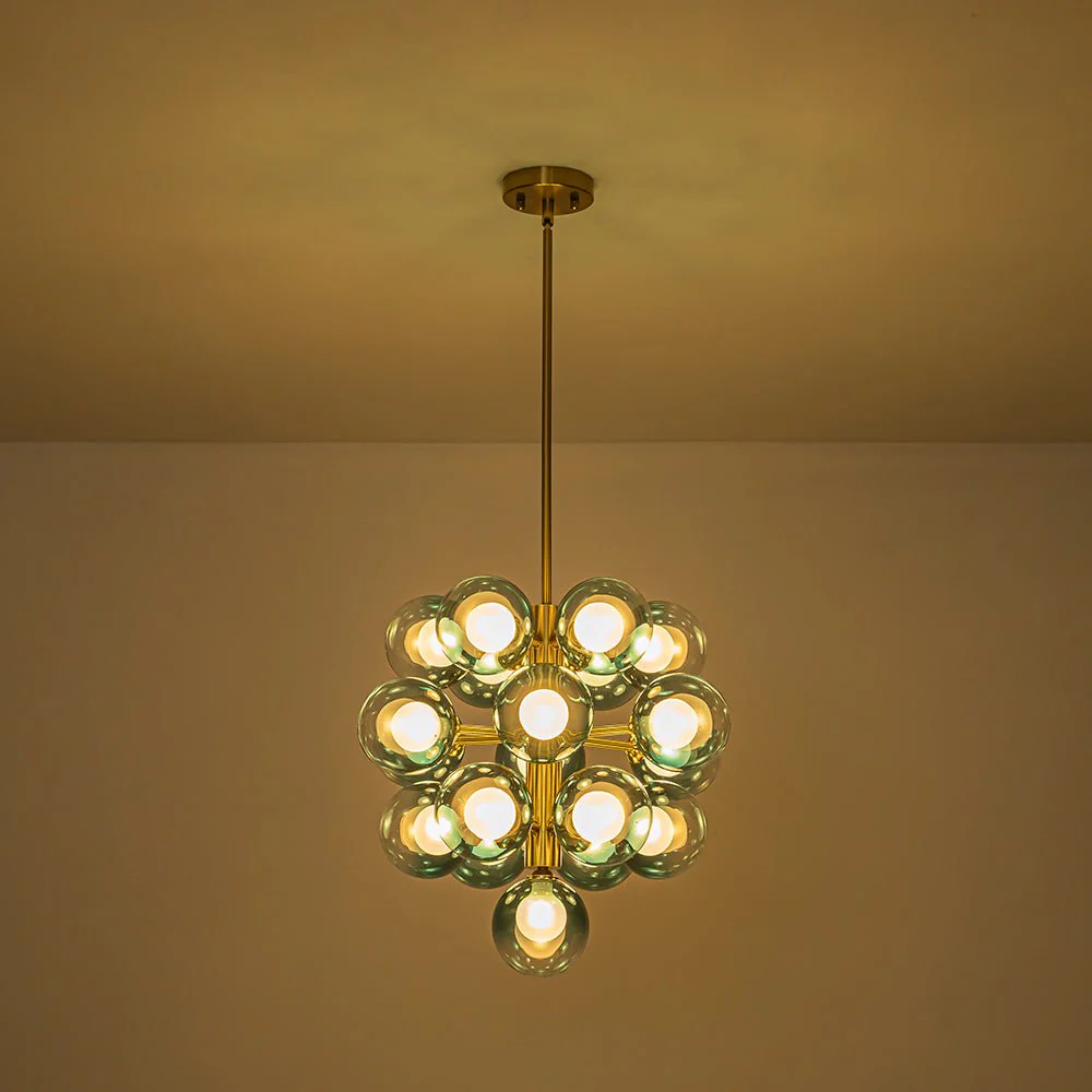 Glam Cluster White Blue Glass Bubble Tiered Chandelier - Image 11