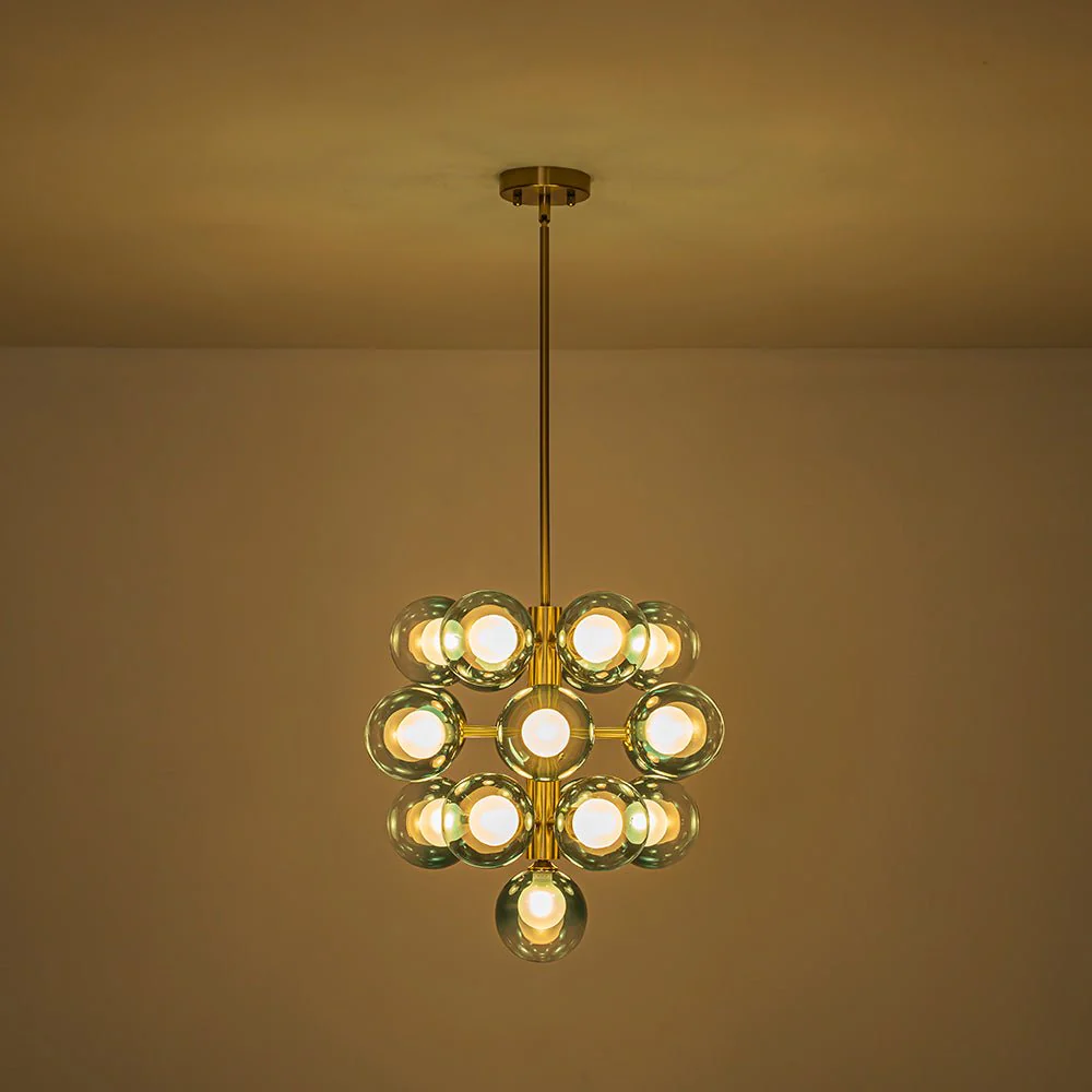 Glam Cluster White Blue Glass Bubble Tiered Chandelier - Image 12