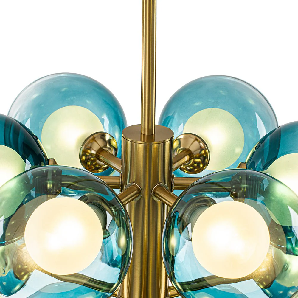 Glam Cluster White Blue Glass Bubble Tiered Chandelier - Image 14