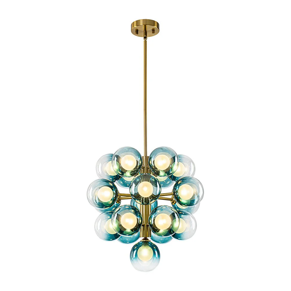 Glam Cluster White Blue Glass Bubble Tiered Chandelier - Image 5