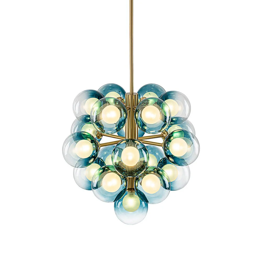 Glam Cluster White Blue Glass Bubble Tiered Chandelier - Image 6