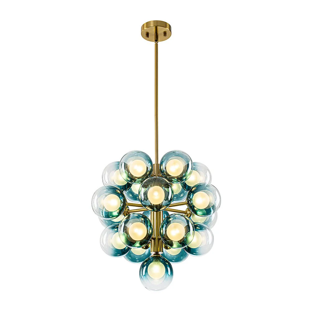 Glam Cluster White Blue Glass Bubble Tiered Chandelier - Image 8