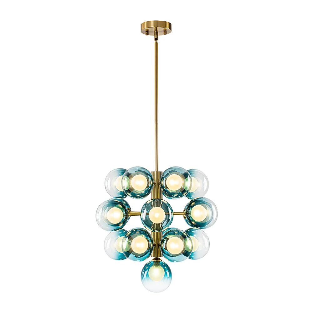 Glam Cluster White Blue Glass Bubble Tiered Chandelier - Image 9