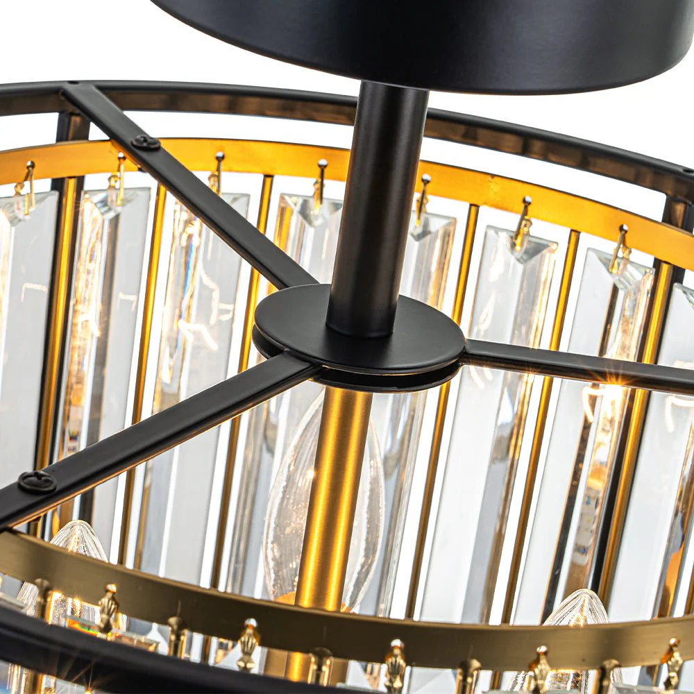 Glam Crystal Drum Round Semi Flush Ceiling Light - Image 12
