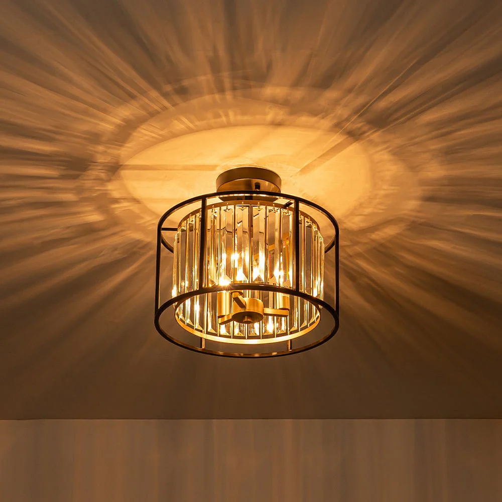 Glam Crystal Drum Round Semi Flush Ceiling Light - Image 4