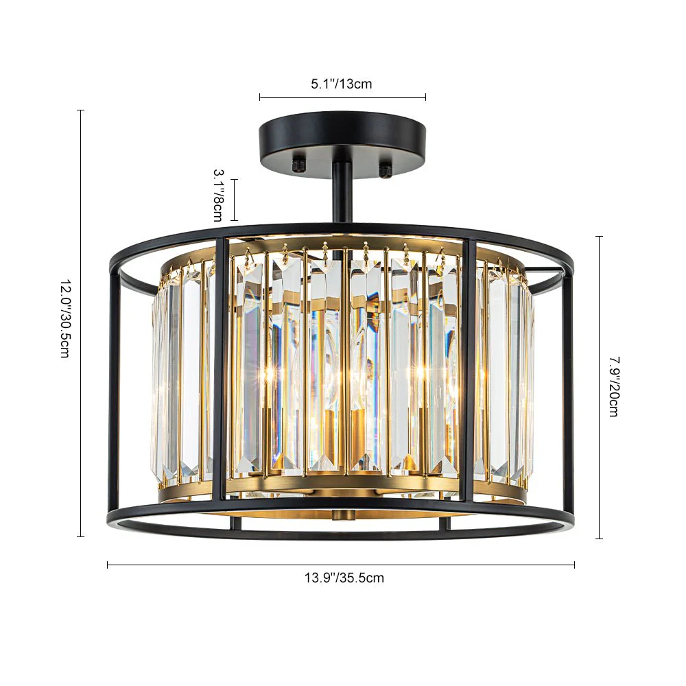 Glam Crystal Drum Round Semi Flush Ceiling Light - Image 5